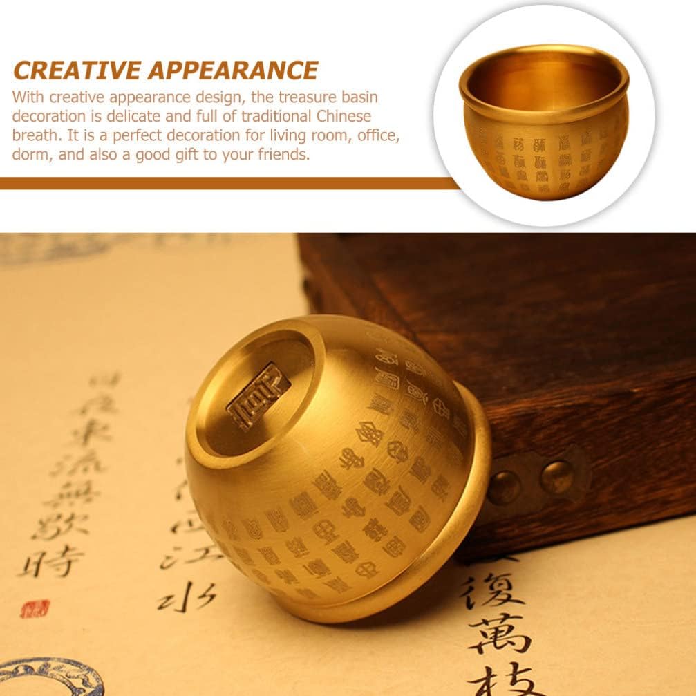 NUOBESTY Feng Shui Brass Bowl - 2.8 Inch Golden Prayer Bowl for Prosperity & Good Luck Decorative Centerpiece for Home Altar, Tabletop Display, Meditation Spaces