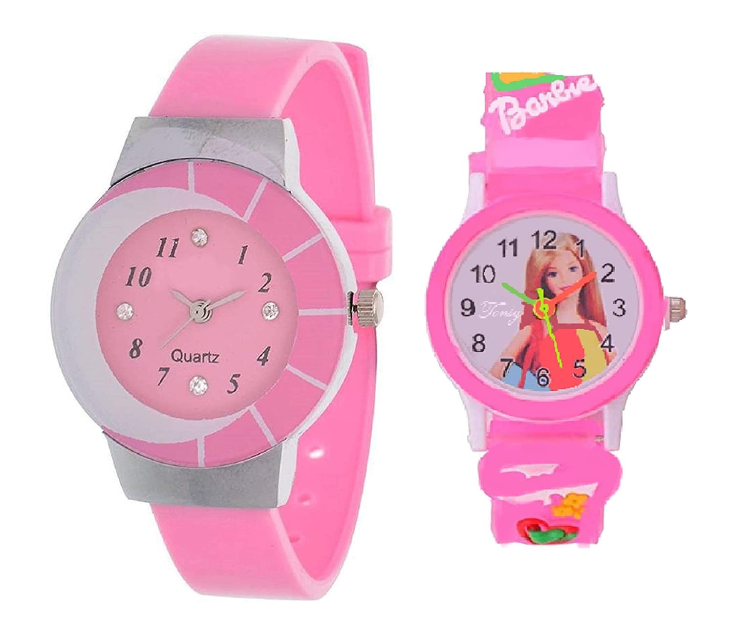 SBA PRIME Analogue Pink Colour Rubber Pu Strap Stylish Wrist Watch for Girl (Pack of 2) (B09V27MW9D) Amazon Price History, Amazon Price Tracker