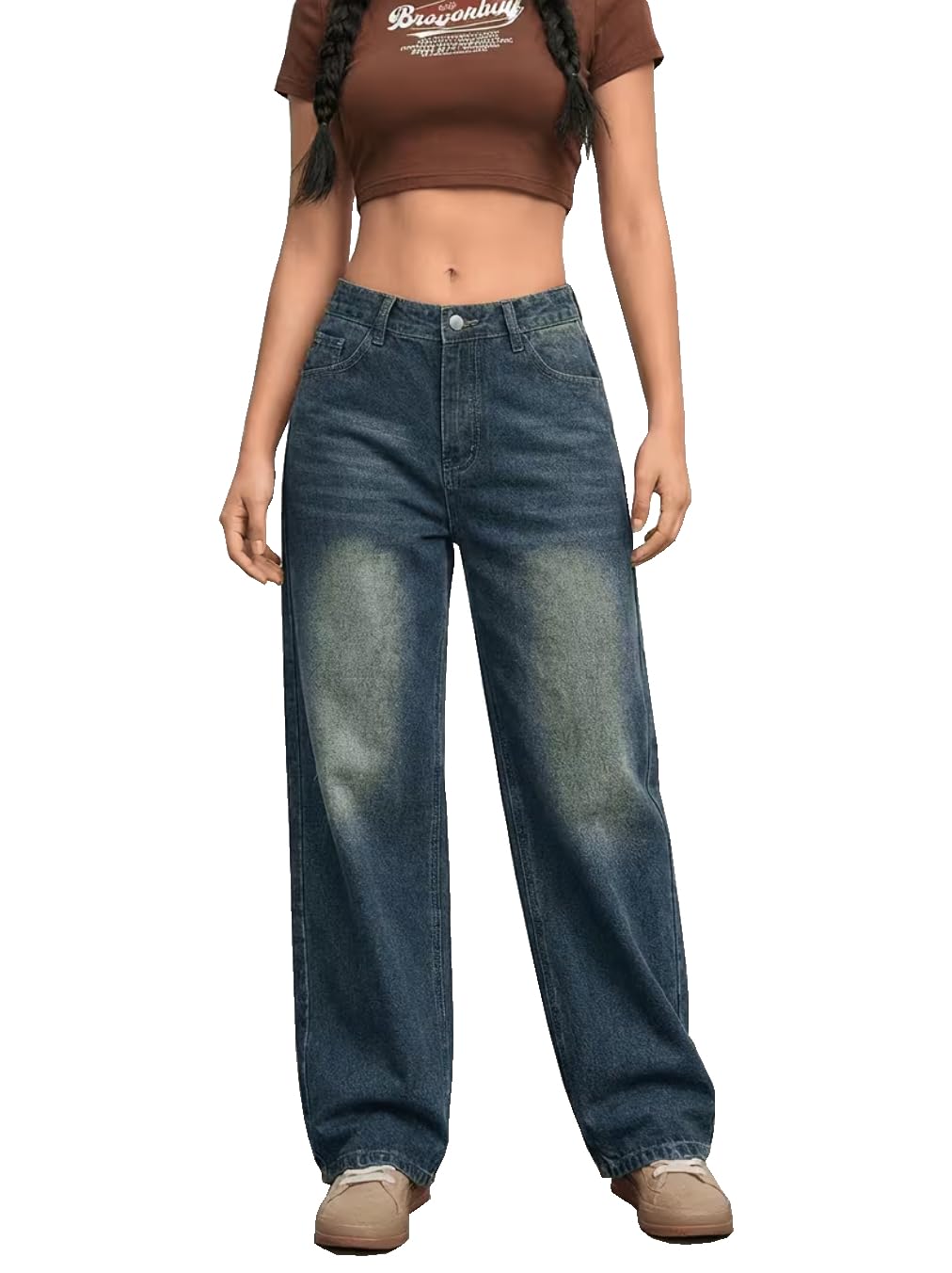 nifty Women's Denim Stretchable Wide Leg Washed Denim Blue Jeans-picture-14