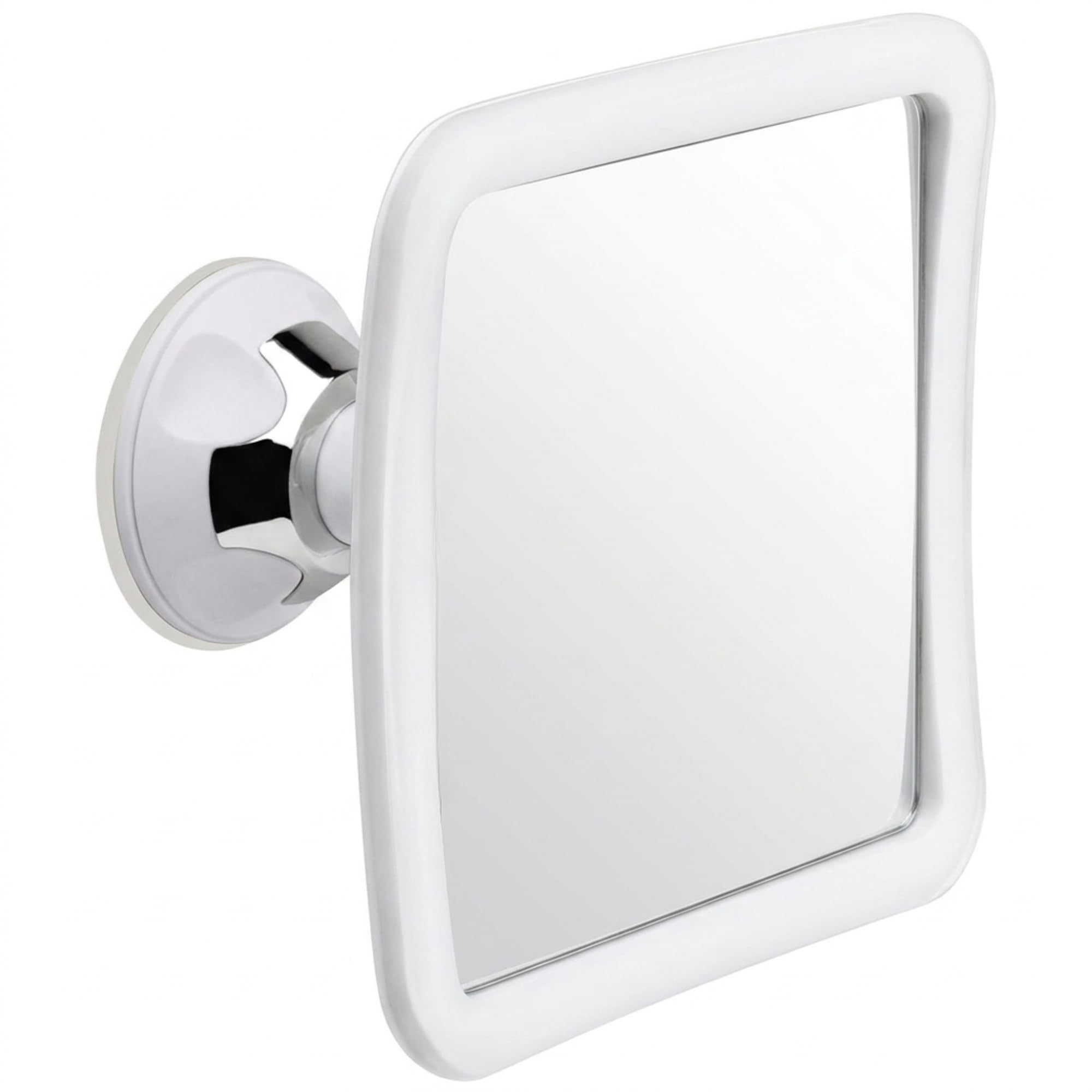MIRRORVANA Fogless Shower Mirror with 360° Suction Cup - Anti Fog & Mist Free Shatterproof Shaving Mirror for Bathroom - 16cm x 16cm (Pure White)