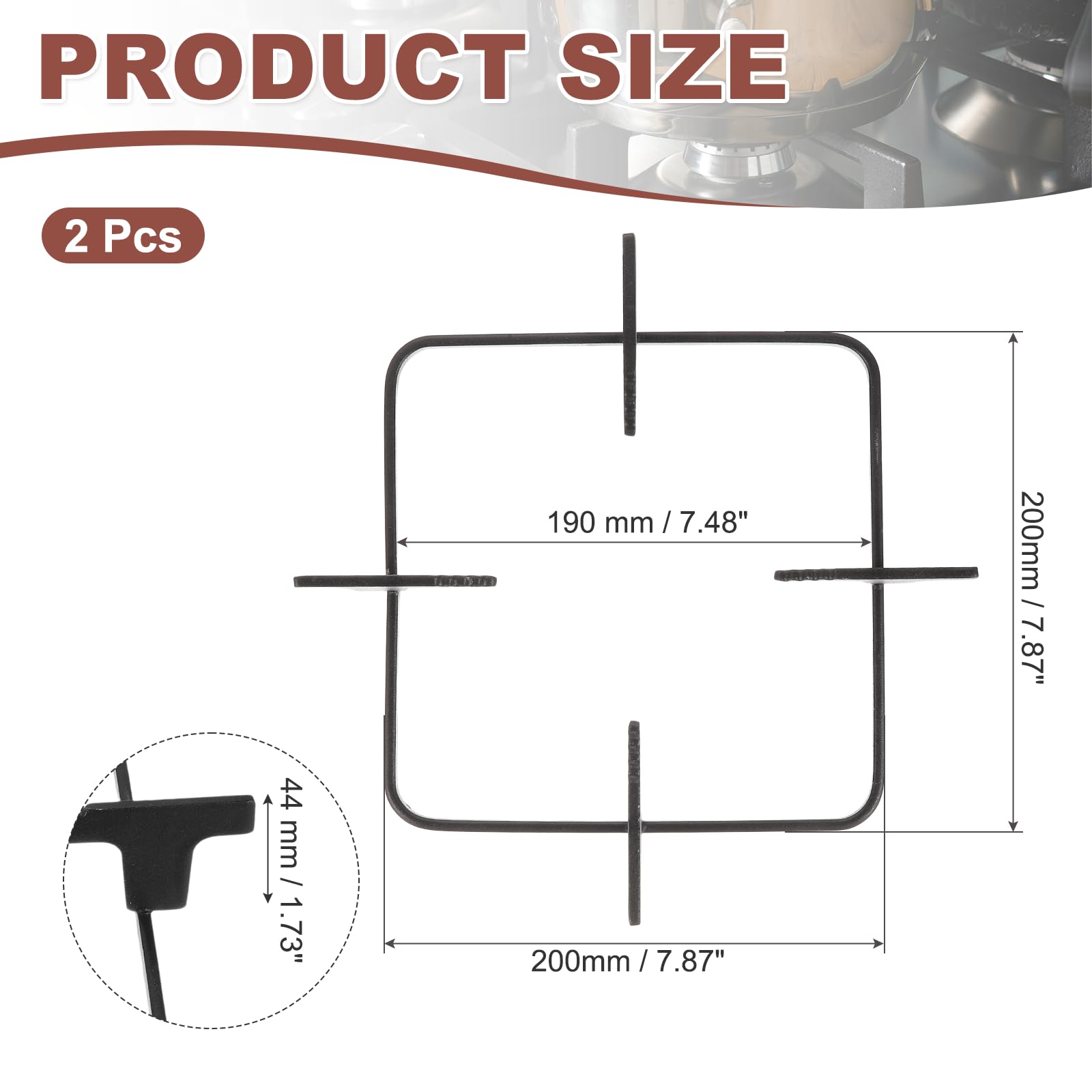 PATIKIL PATIKIL Anillos Para Wok Para Estufa De Gas 8.4X6.5" De Hierro Fundido 2|Soporte Para Wok Anillos De Soporte Cuadrados Accesorios De Reemplazo Para Quemadores De Cocina Hogar