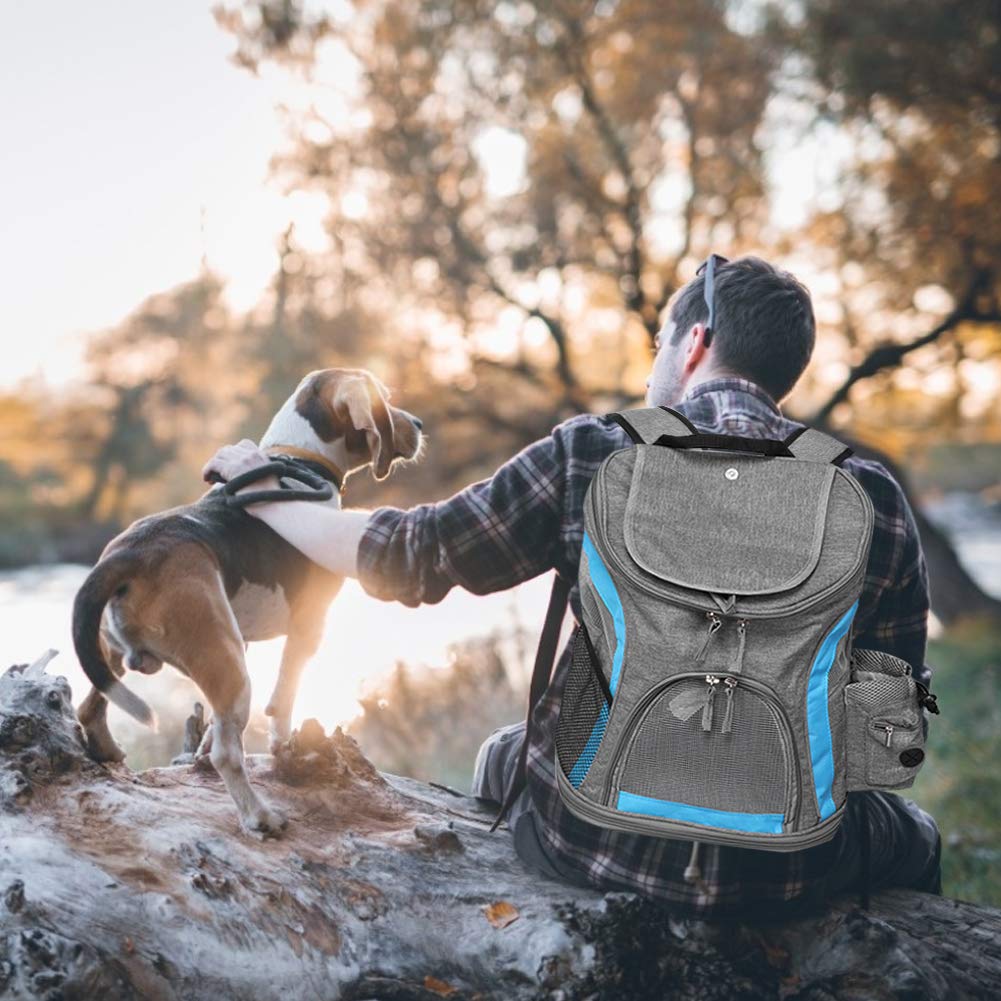 Umweltfreundlicher, atmungsaktiver Tiertransporter – Faltbarer Katzen-Tragetaschen-Rucksack für Outdoor-Reisen mit Mesh-Lüftung und Snacktaschen, zum Tragen über der Schulter oder