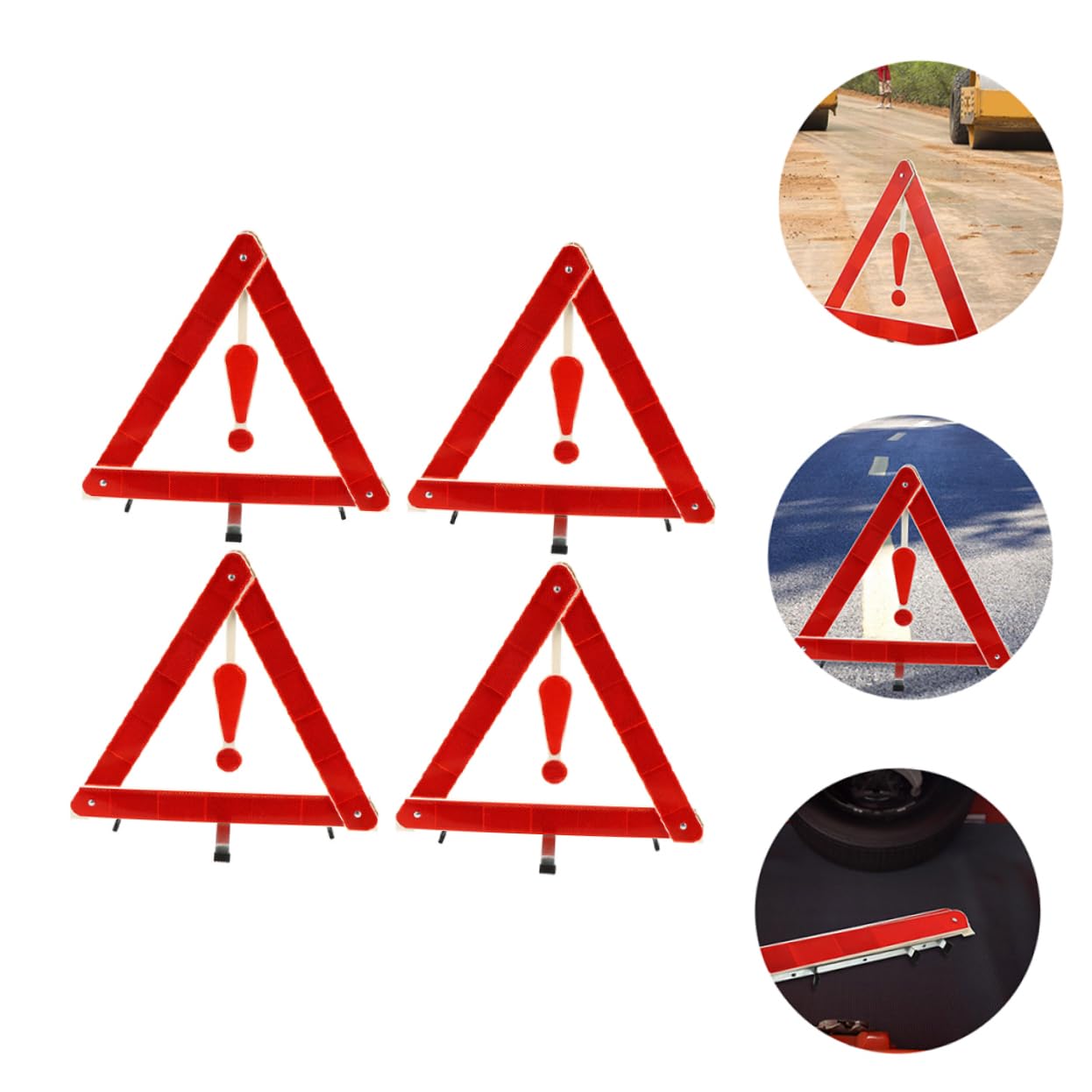 Cabilock 4pcs Car Warning Signs Triangle Road Safety Kit Sturdy Portable Safety Triangles Dot Approved for Vehicles