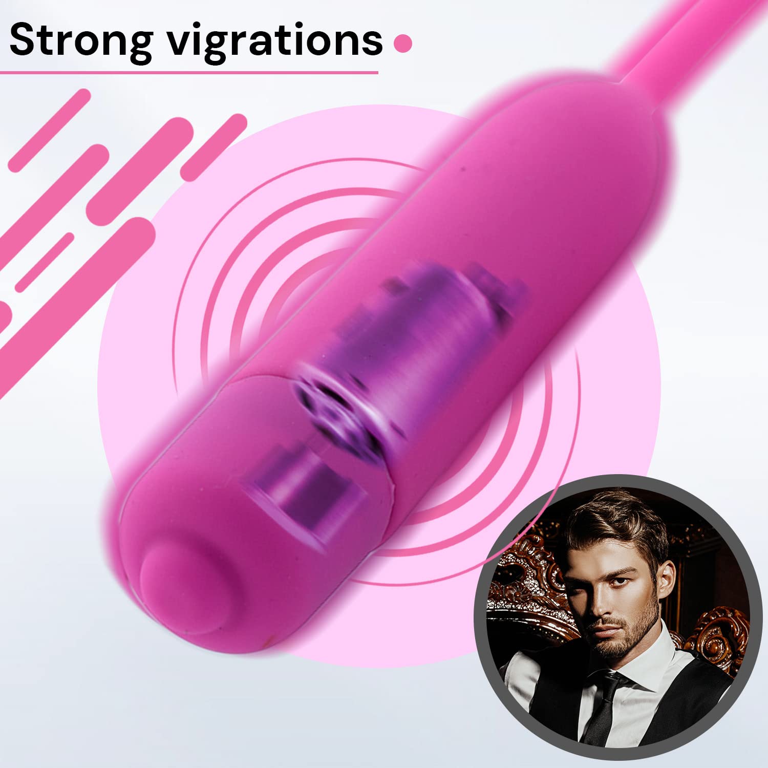 FOPS Sexytoys uomo – sonda uretrale maschile in silicone 46cm ⌀0,51cm vibrante per giochi erotici intensi N16-53