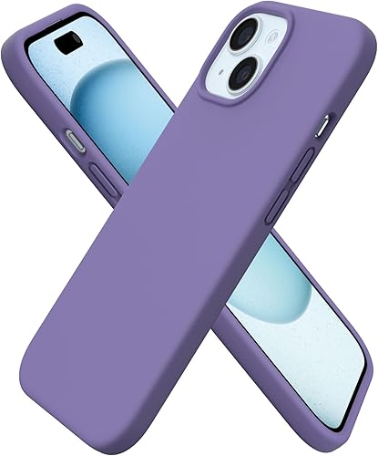 ORNARTO Funda compatible con iPhone 15 6.1, silicona líquida delgada de 3 capas cubierta completa de goma de gel suave, funda protectora