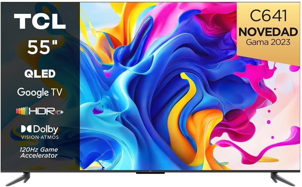TCL 55C641, TV QLED 55”, 4K Ultra HD, Google TV (Dolby Vision Atmos, Motion clarity, Controllo vocale hands-free, compatibile con Google assistant Alexa) TCL 55C641, TV QLED 55”, 4K Ultra HD, Google TV (Dolby Vision Atmos, Motion clarity, Controllo vocale hands-free, compatibile con Google assistant Alexa)