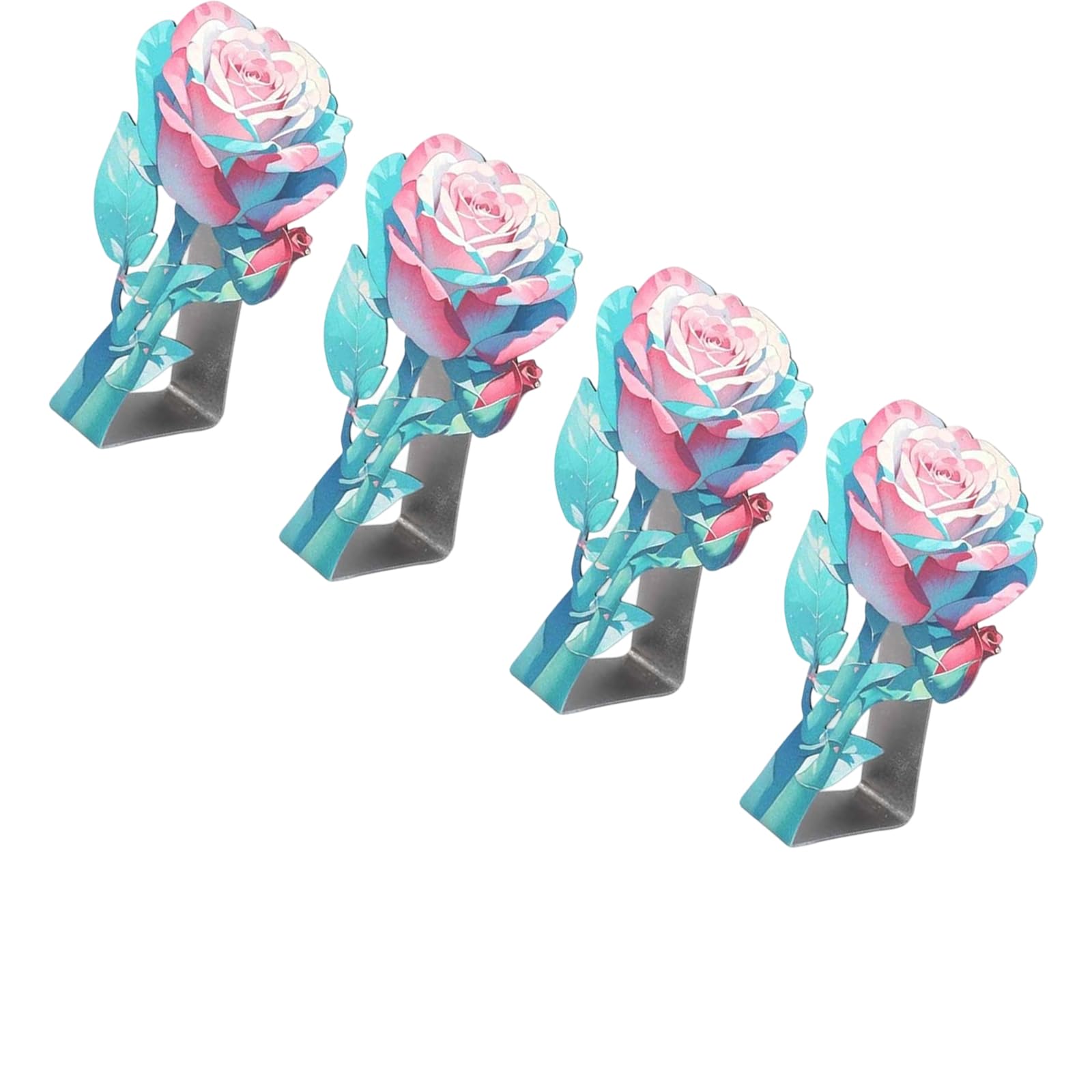YROHGKPN Metal Tablecloth Clips with Elegant Rose Pattern Home Dining Accessories Stainless Steel Table Cloth Fasteners Stainless Steel Tablecloth Clips
