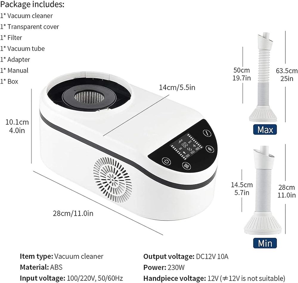 Colector de polvo de uñas de 230 W, colector de vacío profesional de escritorio para pulido de uñas, salón de manicura (aspiradora)