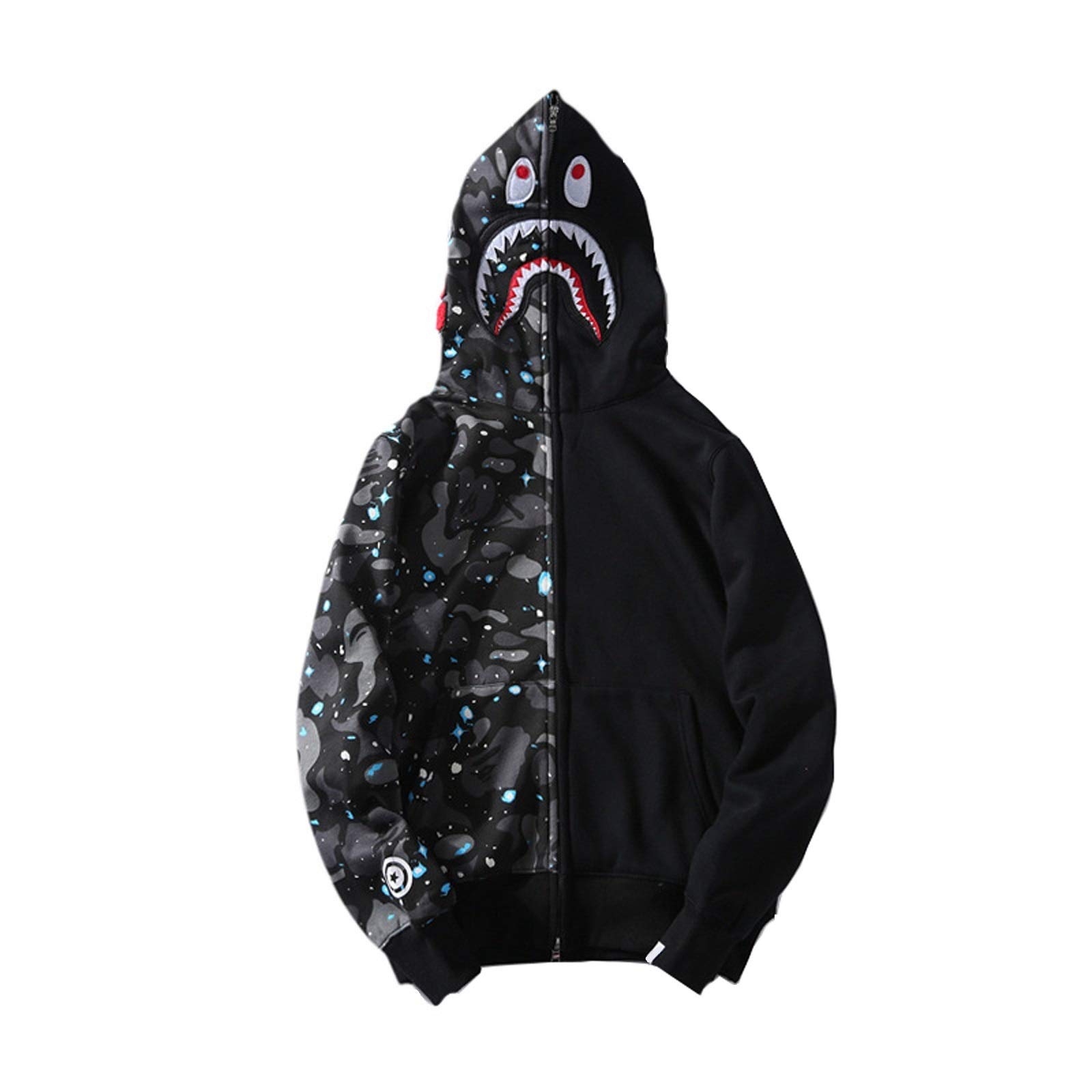 Unisex Hooded Sweater Cosplay Hoodie Casual Luminous Sweater Jacket Black Pullover Men Warm Jacket, Star/Black, XL