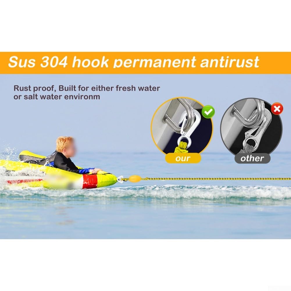 Corde de remorquage professionnelle de 5,2 m, capacité de 2177,2 kg, conçue pour le ski nautique et pour la sécurité des tubes