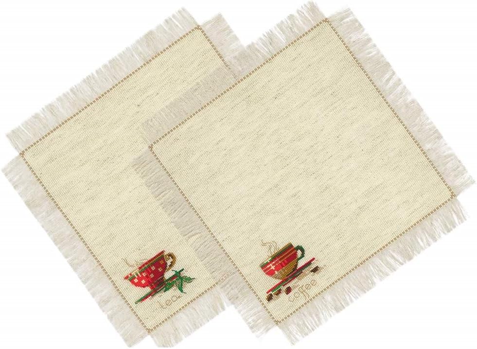 RIOLIS 1640 - Tea and Coffee Napkins - Counted Cross Stitch Kit 11" x 11" Zweigart 14 ct. Flaxen AIDA 8 Colors