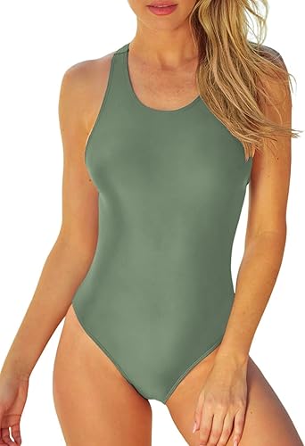 Herseas Traje de baño de una pieza para mujer, traje de baño con efecto adelgazante y espalda entrecruzada, control de abdomen, traje de baño