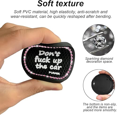 Miniatura 4 de Paquete de 2 posavasos brillantes para portavasos de automóvil con diamantes de imitación de 2.75 pulgadas, portavasos de silicona antideslizante