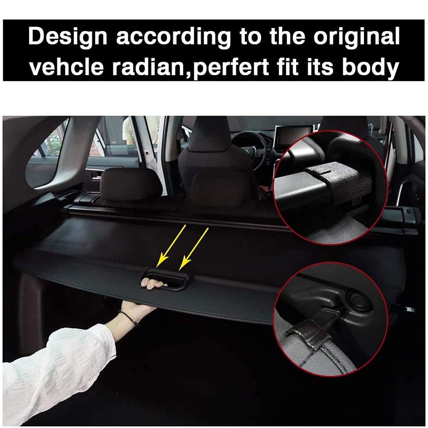 Auto Einziehbarer Laderaumabdeckung Kofferraum für H.y.u.n.d.a.i Tucson L NX4 LWB 2021-2024, Schwarz Schutz Der Privatsphäre Abdeckung Hutablage Cargo Cover, Ausziehbar Kofferraumabdeckung Rollo