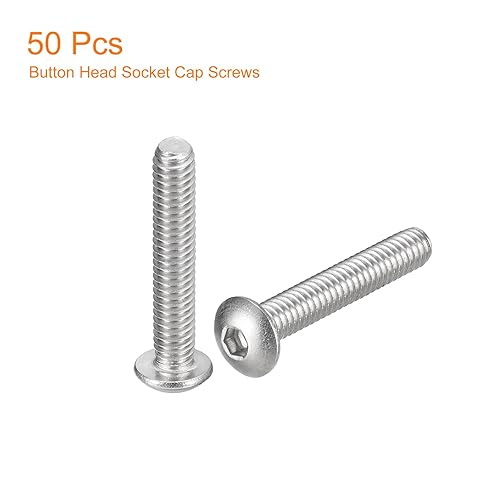 Miniatura 3 de uxcell tornillos con cabeza de botón y zócalo, #8-32x1, 50 unidades de pernos hexagonales de acero inoxidable 304, tornillos allen, rosca completa