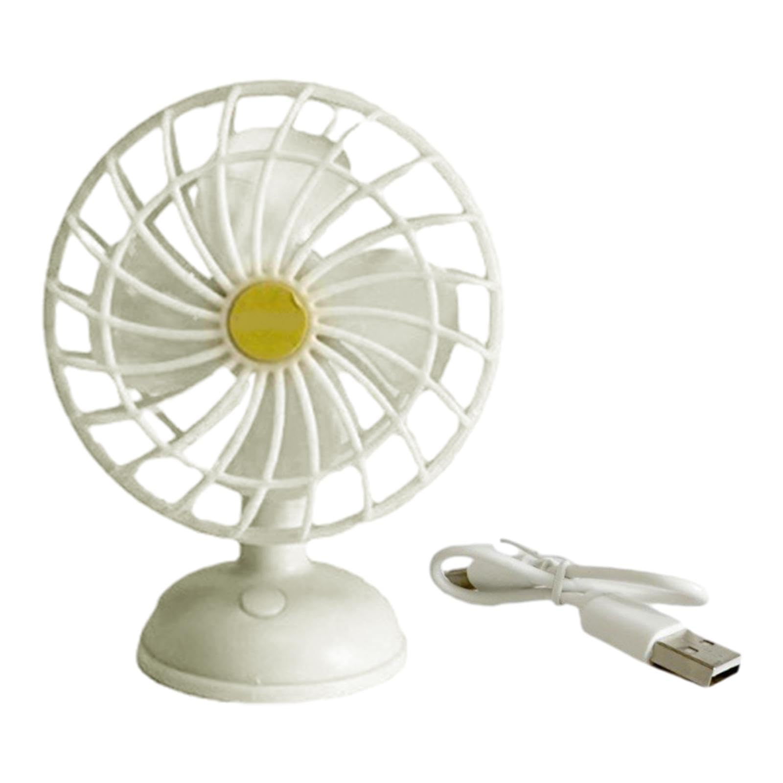 5 set di 1/12 scala casa delle bambole USB ricaricabile ventilatore elettrico in miniatura elettrodomestici bianco
