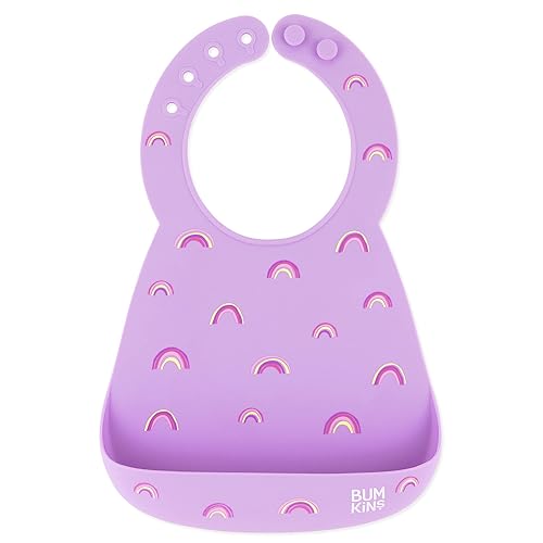 Bumkins Baberos de silicona para bebés, baberos de bebé para niña o niño, babero de bolsillo de silicona, babero para bebés y niños pequeños para 6