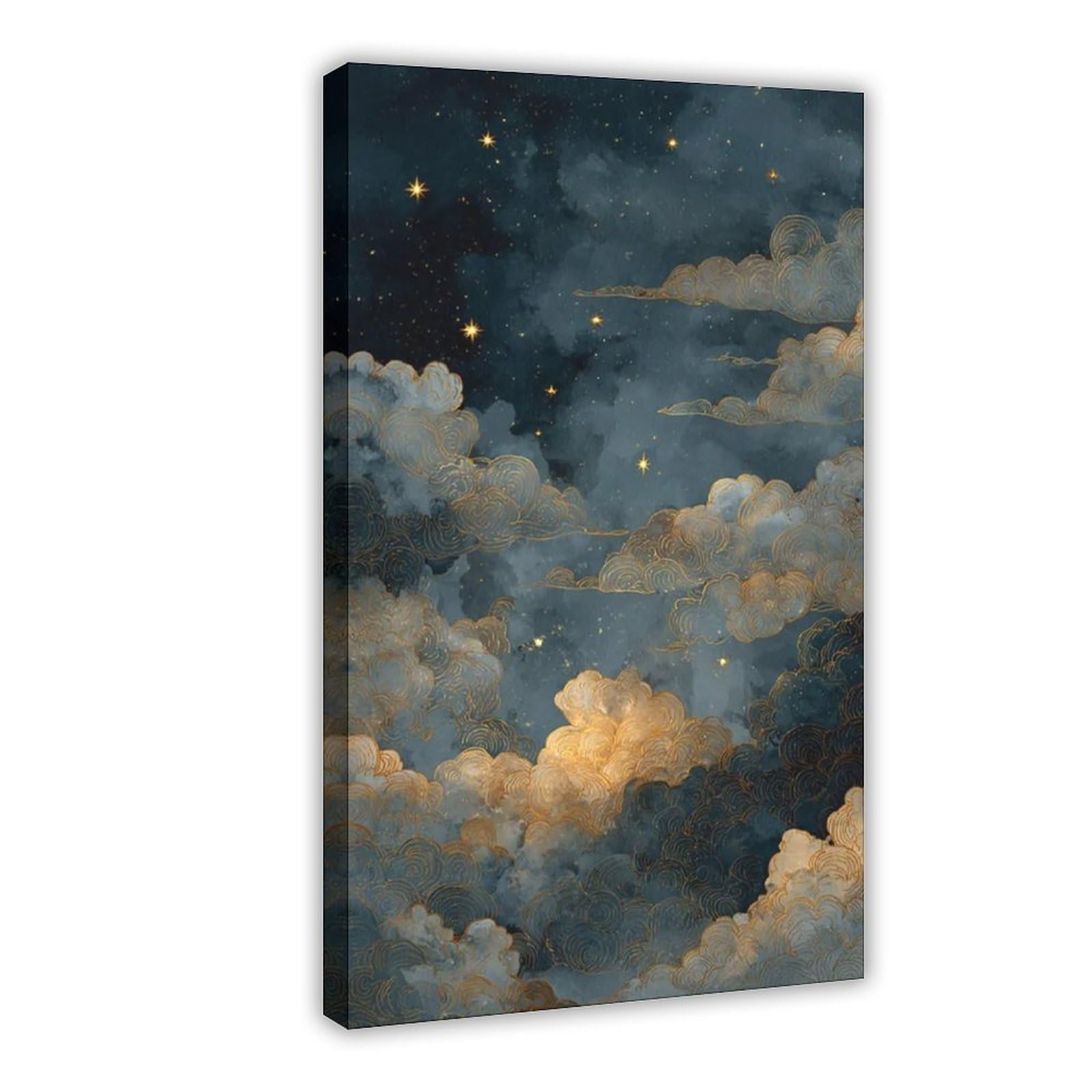 Bareronor Golden Celestial Cloud Canvas Poster Bedroom Decor Landscape Office Room Decor Gift 20" L X 30" W
