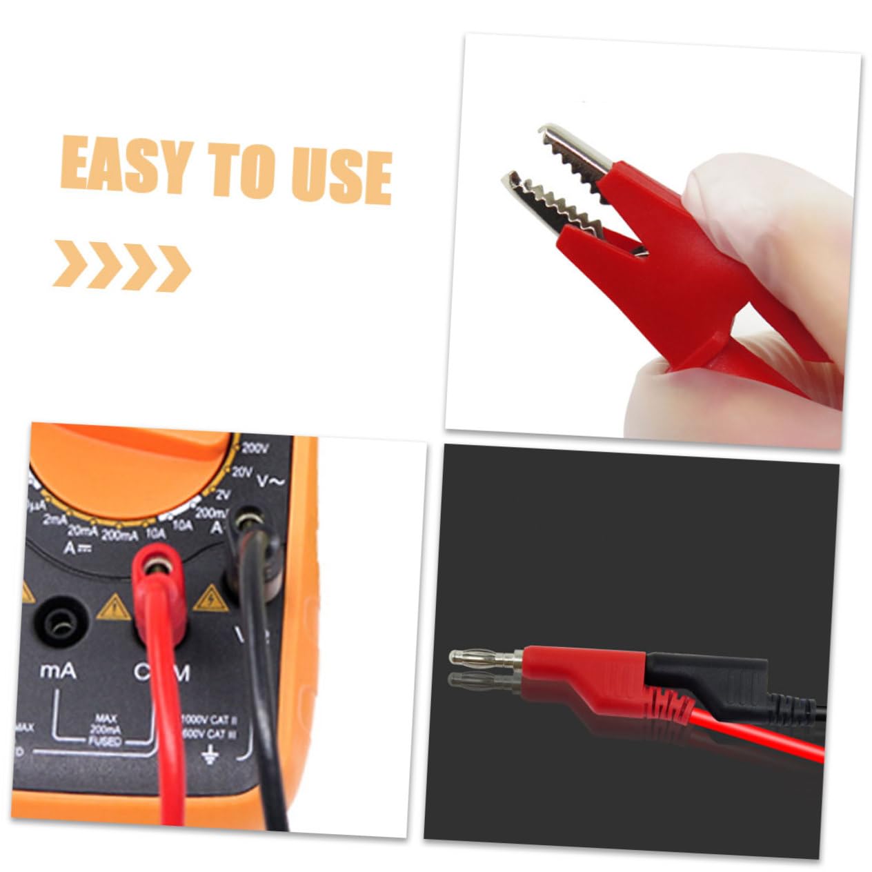 5 piezas Cable de Prueba Multímetro Eléctrico con Pinzas Cocodrilo Aisladas y Conectores Banana para Mediciones Seguras y Versátiles Automoción y Electrodomésticos