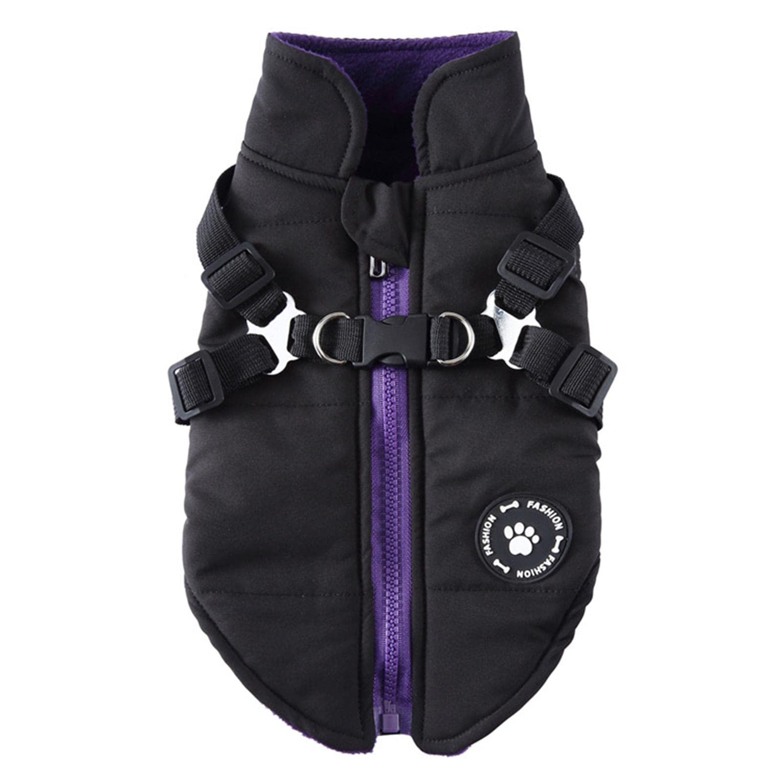 Pomurom Padded Vest Dog Jacket - Warm Zip Up Dog Vest Jacket with Harness Winter Small Dog Coat,Zipper Dog Jacket Puppy Coat Small Dog Clothes Dog Coat with Harness for Medium Large Dogs