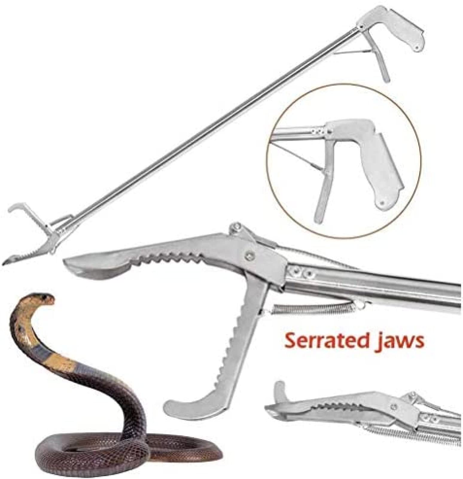 Łapacz węży, chwytak gadów narzędzie do chwytania szerokich szczęk obsługa szczypce do węży chwytak grzechotka wąż Heavy Duty, 75cm