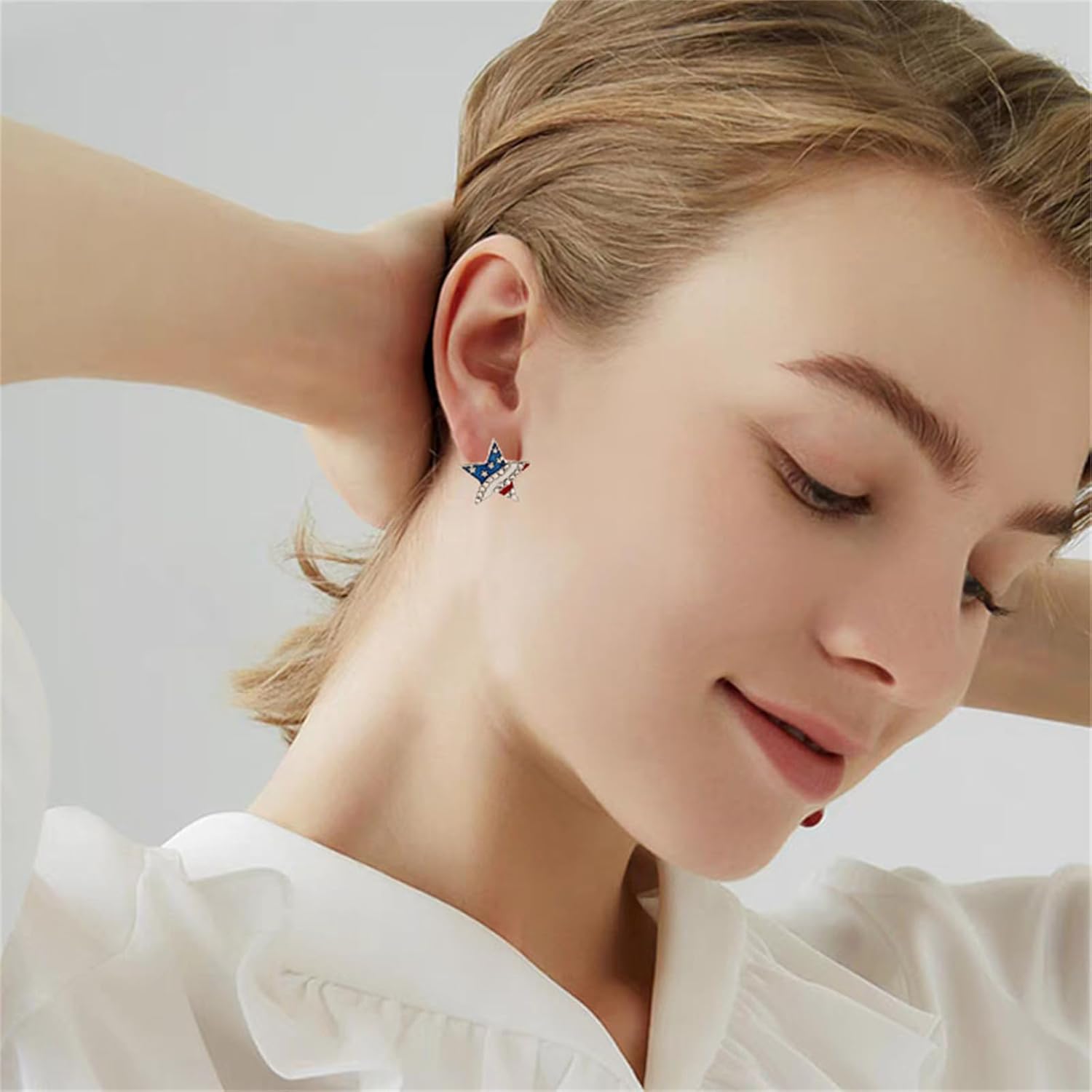 coadipress 3 Pairs American Flag Stud Earrings for Women Fashion Red Blue Star Butterfly Dragonfly July 4th USA Patriotic Independence Day Earrings Jewelry Accessory - Image 4