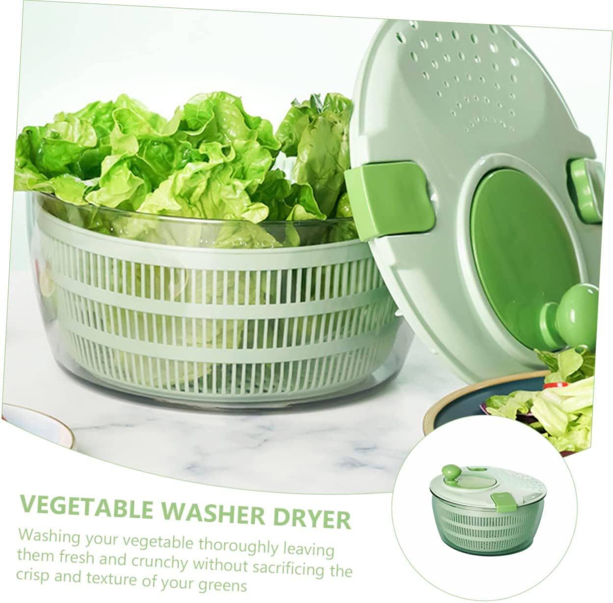 Generic Vegetable Dehydrator Compact Salad Fruit Bowl Sink Dish Drying Rack Salad Bowl Fruit Dryer Fruits and Vegetables Dryer Fruit Spinner Manual Lettuce Green Abs