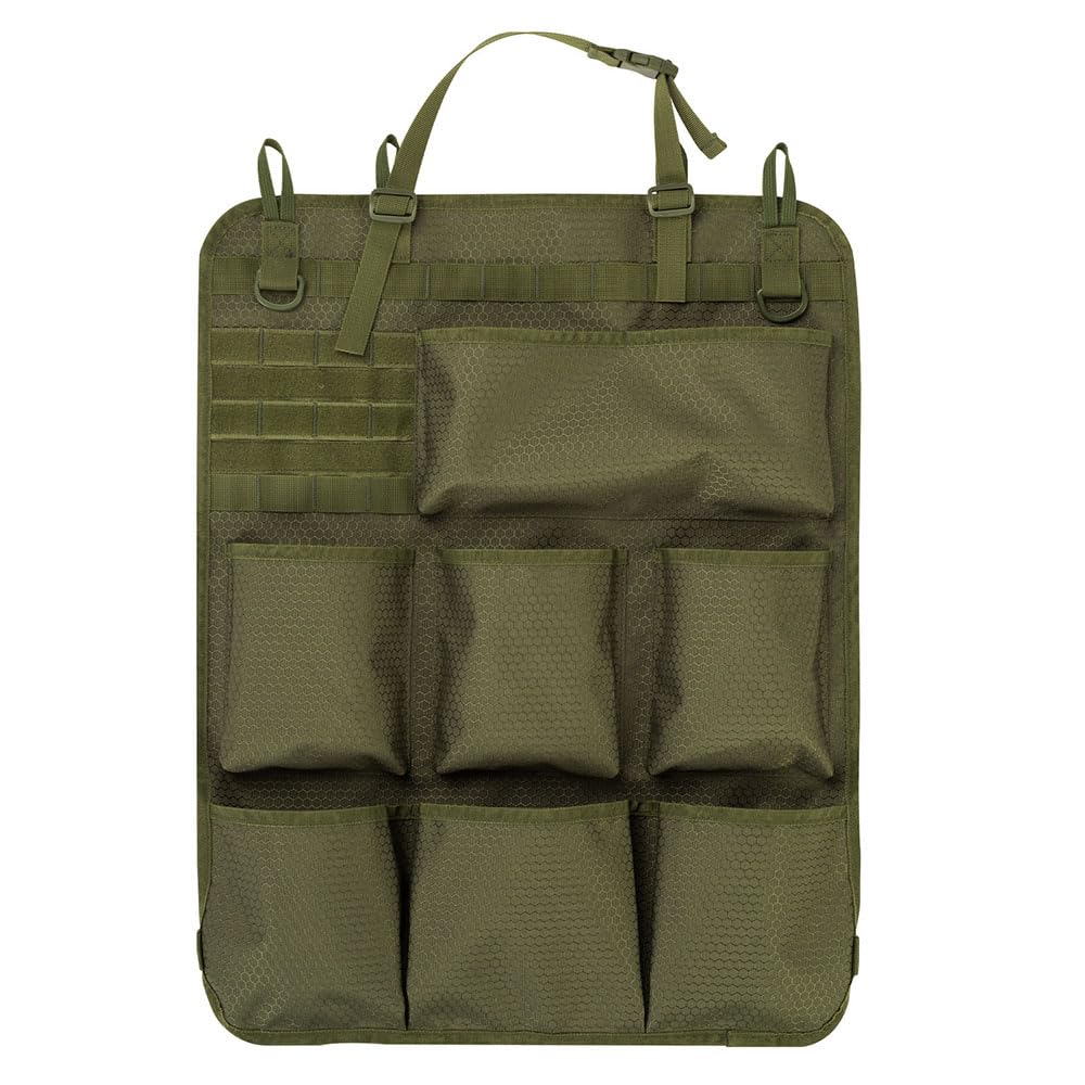 Aaxling Car Seat Organiser for Fiat 500X (334 2015-2025 2026),Backseat Storage Bag With Multi-Pocket Mesh Organizer,Waterproof Kick Mat Protector Interior Accessories,Green