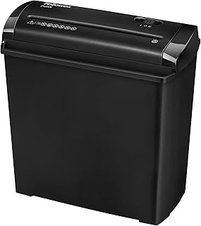 Fellowes P-25S Basic Security Strip Cut Personal Shredder, Shreds 5 A4 Sheets into an 11 Litre Bin, for Occasional Home Use, Black/Grey, Standard