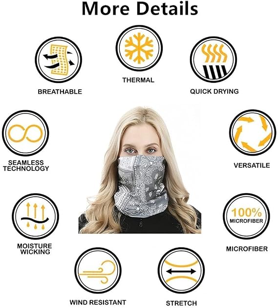 VANCROWN Headband Neck Gaiter Head Wrap Headwear Face Mask Magic Scarf Bandana for Men and Women