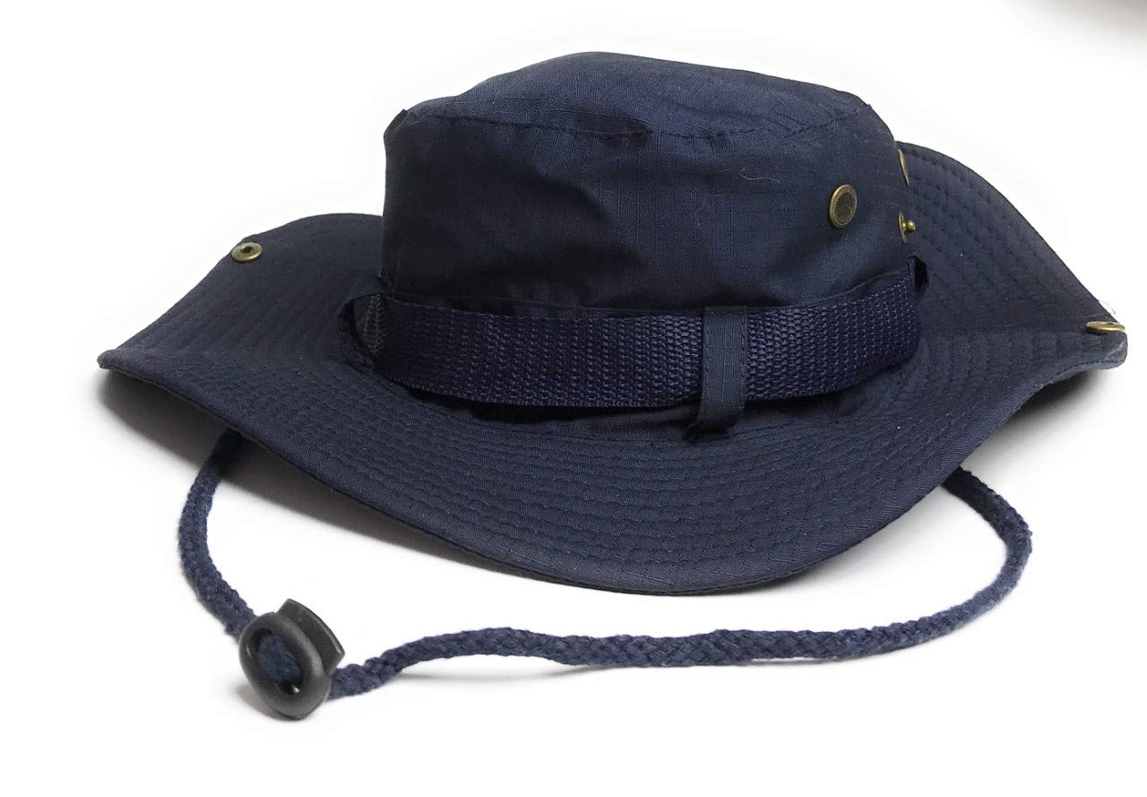 Military Style Boonie Bush Combat Brim Army Bucket Safari Sun hat - Outdoor Festival Hats (Navy)