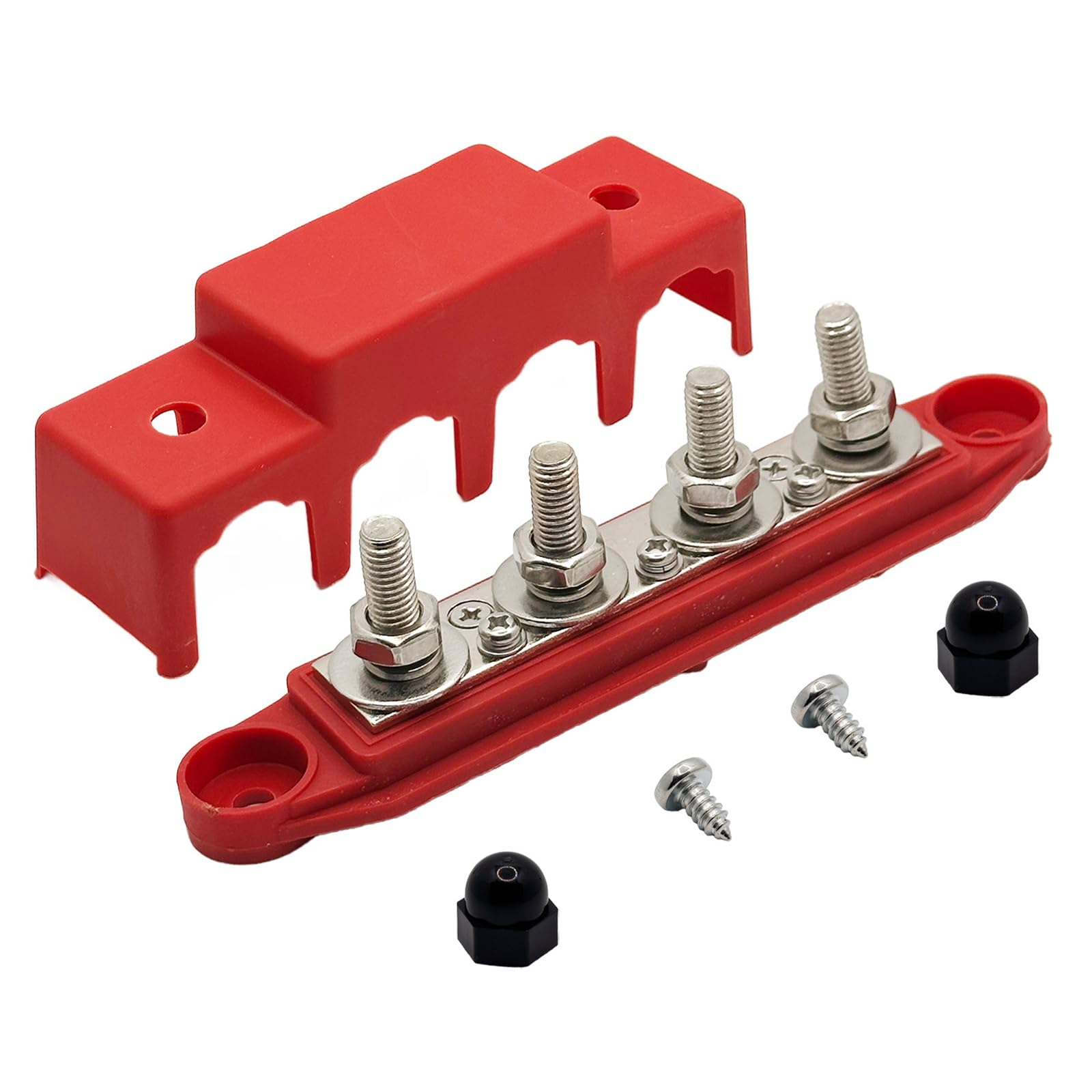 Blocco di Distribuzione M8, Morsettiera Distribuzione, Connettore a Bullone, con 4 bulloni, adatto per auto da 12V-48V, navi e sistemi di energia solare