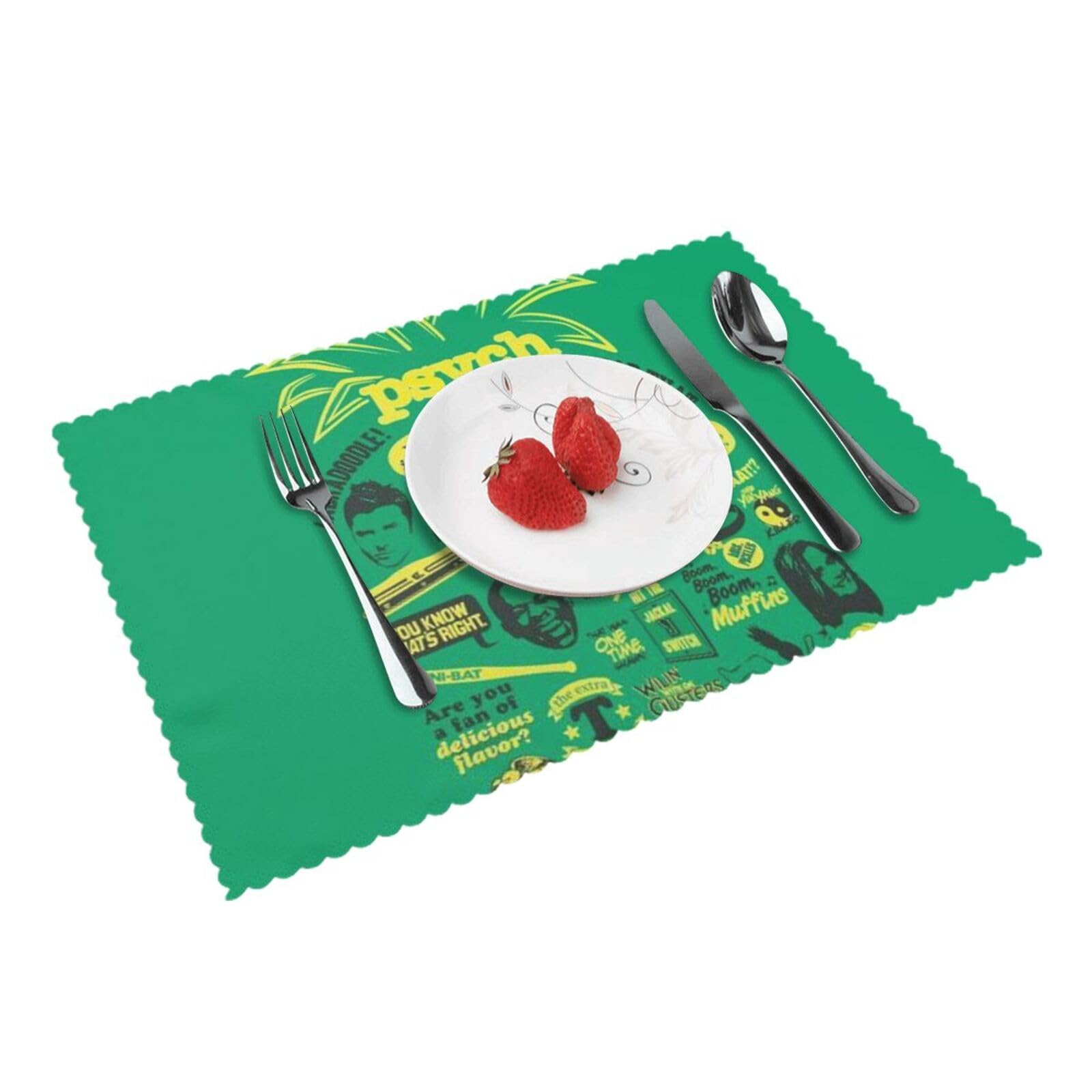 Psych pineapple quote Printed Placemats Set of 4 PCS Washable Placemat for Kitchen Table Heat-resistant Table Mats 45x30 CM