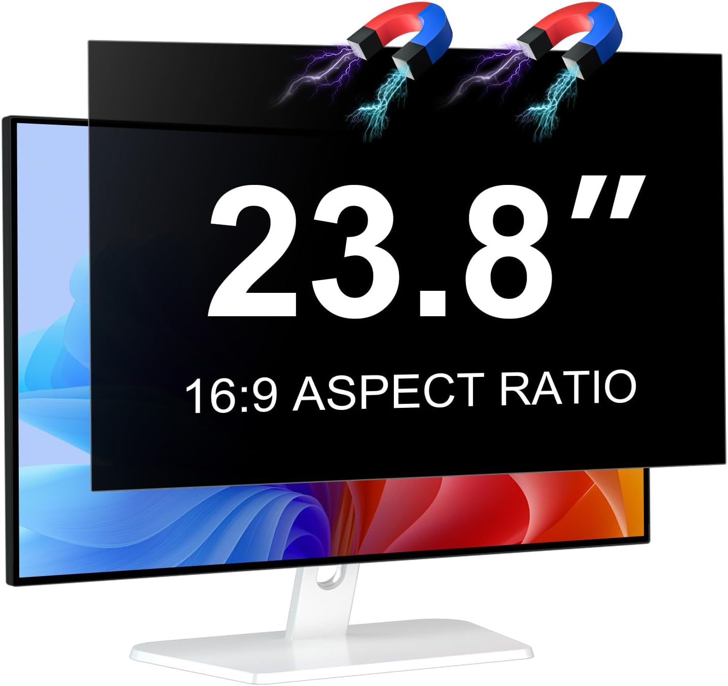 Magnetic 23.8 Inch Monitor Privacy Screen for 16:9 Aspect Ratio Widescreen Computer, Anti Glare Blue Light Protector Shield Filter for Eyes, Removable Computer Monitor Privacy Screen 23.8 inch Computer Monitor 23.8 Inch