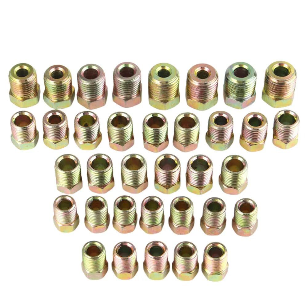 Lagnlnaoy 35pcs Brake Line Fitting Nuts Kit for Inverted Flares On 3/16 and 1/4 Tube Iron Plating Zinc Nuts Kit ?