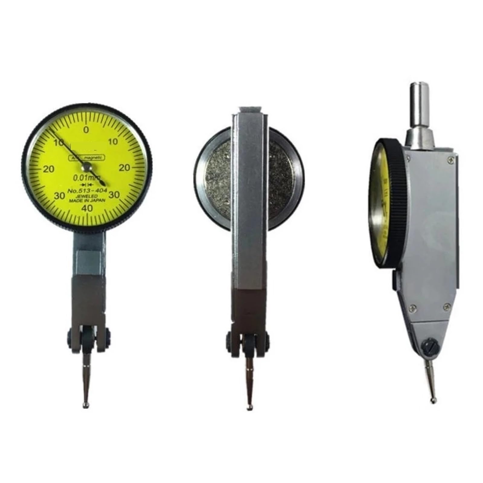 Mikrometr, Wskaźnik zegarowy dźwignia analogowa miernik zegarowy nr 513-404 stabilna dokładność 0.01 zakres 0-0.8mm średnica 32mm narzędzia pomiarowe
