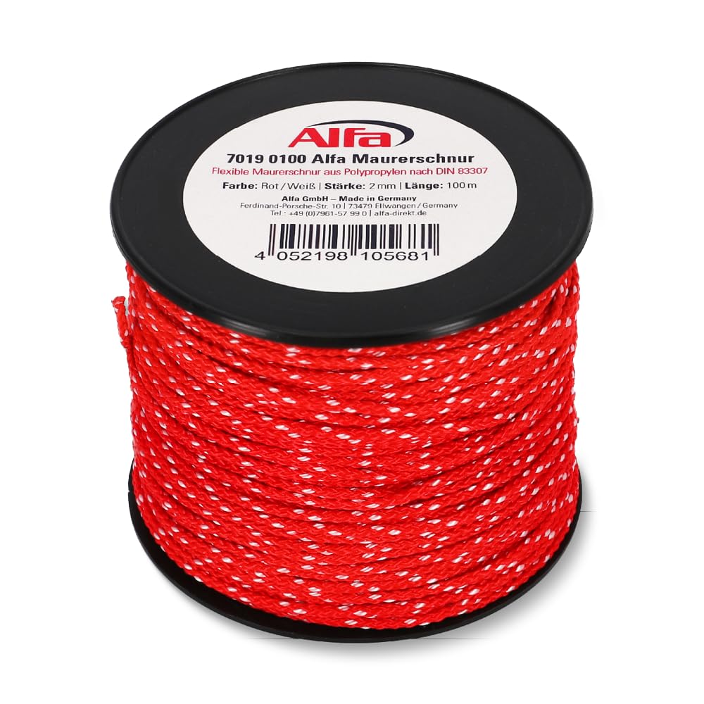 Alfa Cordeau de maçon – Cordon alignement précis – 100 m – 1 pièce