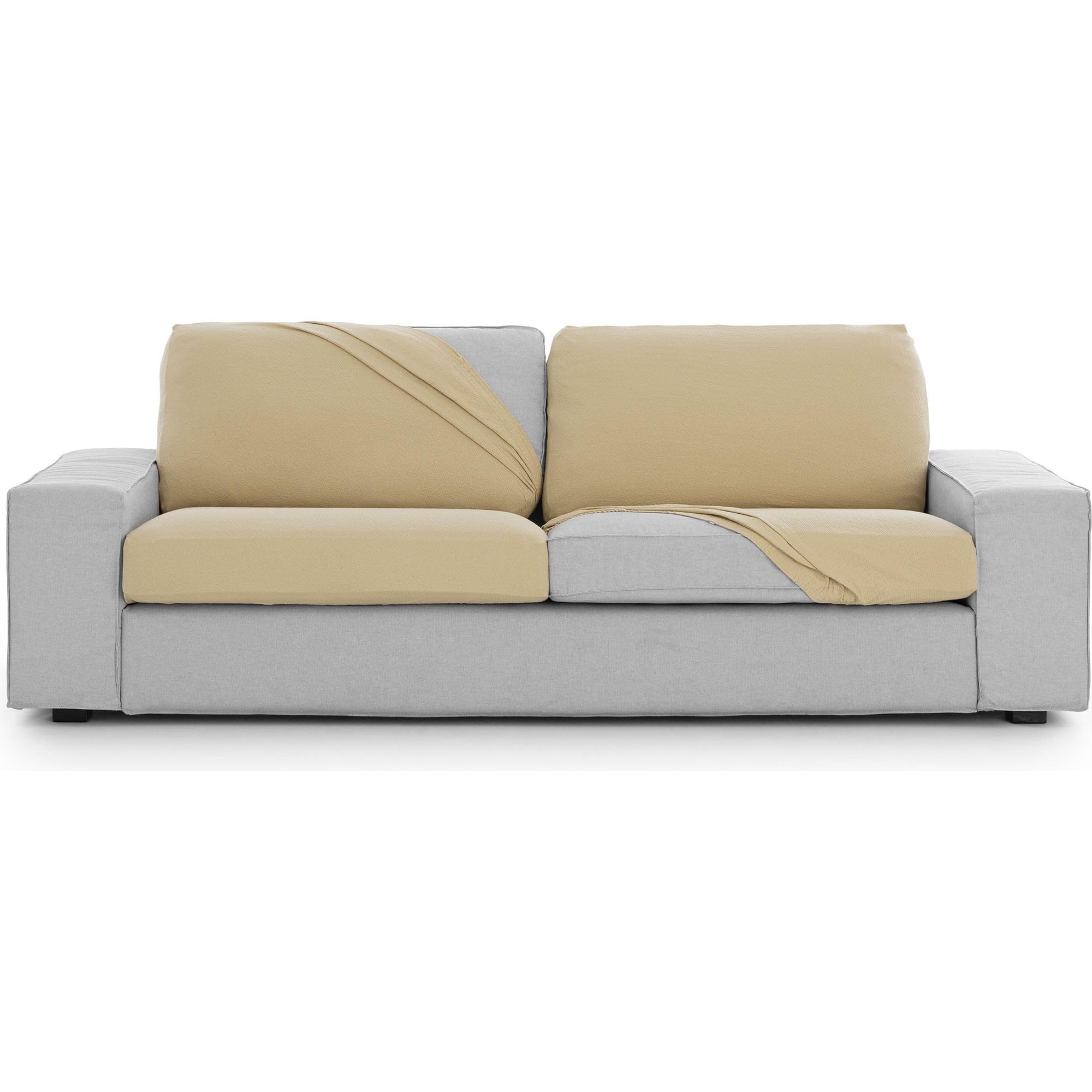 ECOMMERC3 Seat Cover for Bi-Elastic Sofa, Size L – Beige Chair Cover, Adjustable, Easy to Put on and Remove with Elastic Fasteners