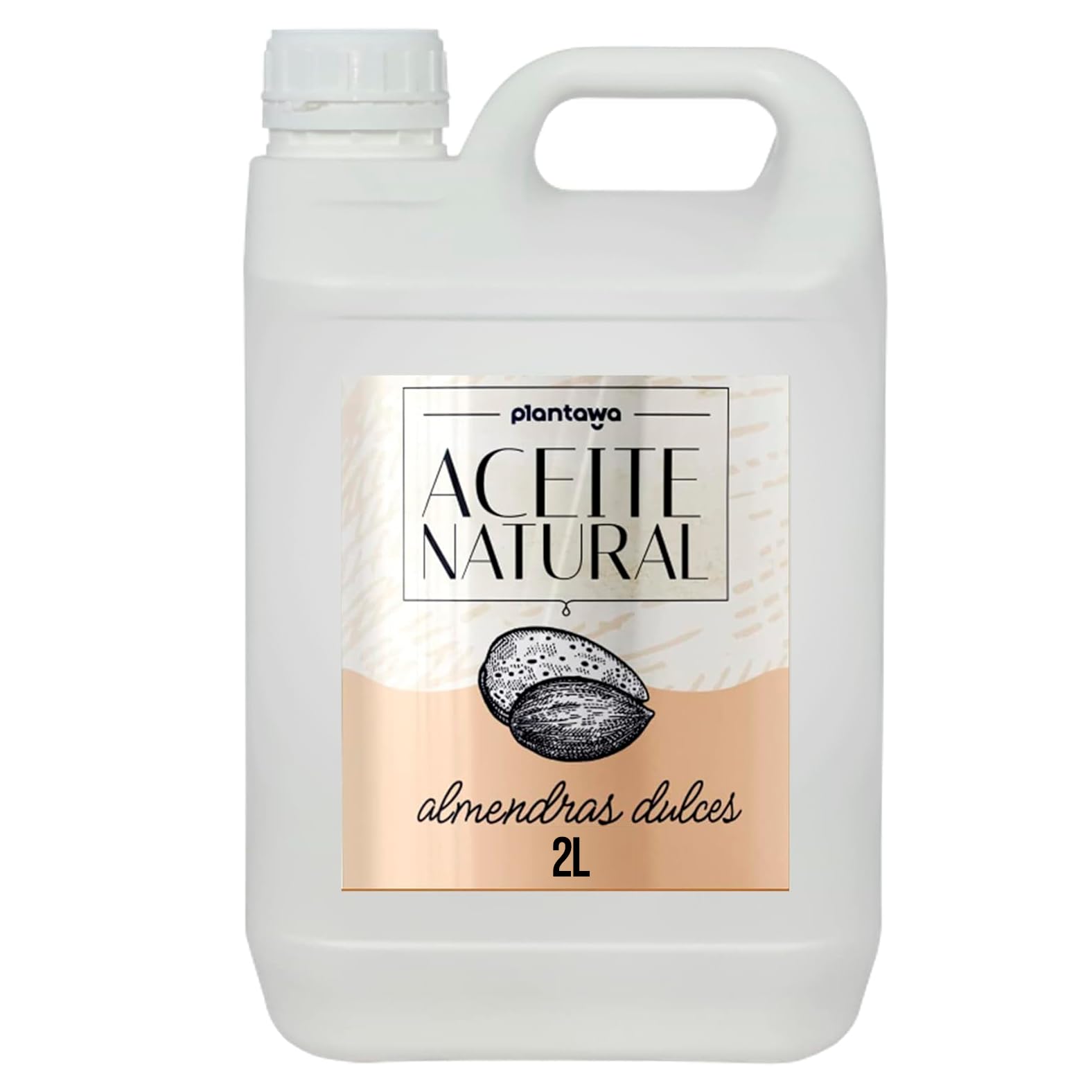 Plantawa Aceite Almendras Dulces 2L | Aceite de Almendras para Masajes, Embarazo y Estrias | Aceite Corporal de Almendras que Hidrata Cuerpo, Piel, Uñas, Cabello y Aporta Vitamina E