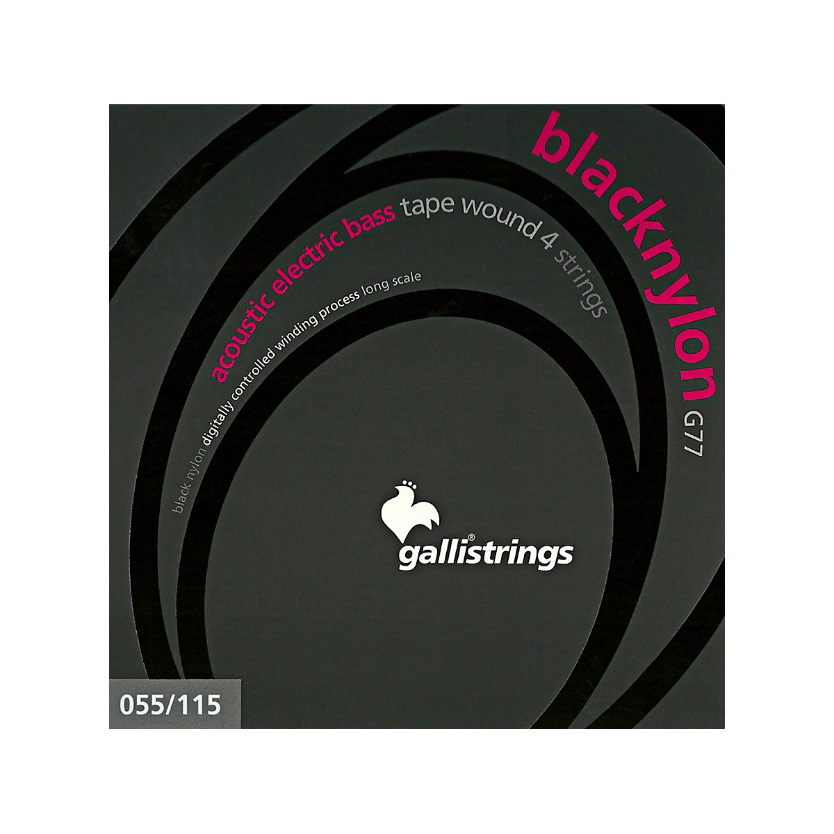Galli G77 BLACK NYLON Acoustic/Electric Bass Tape Wound (4-string)