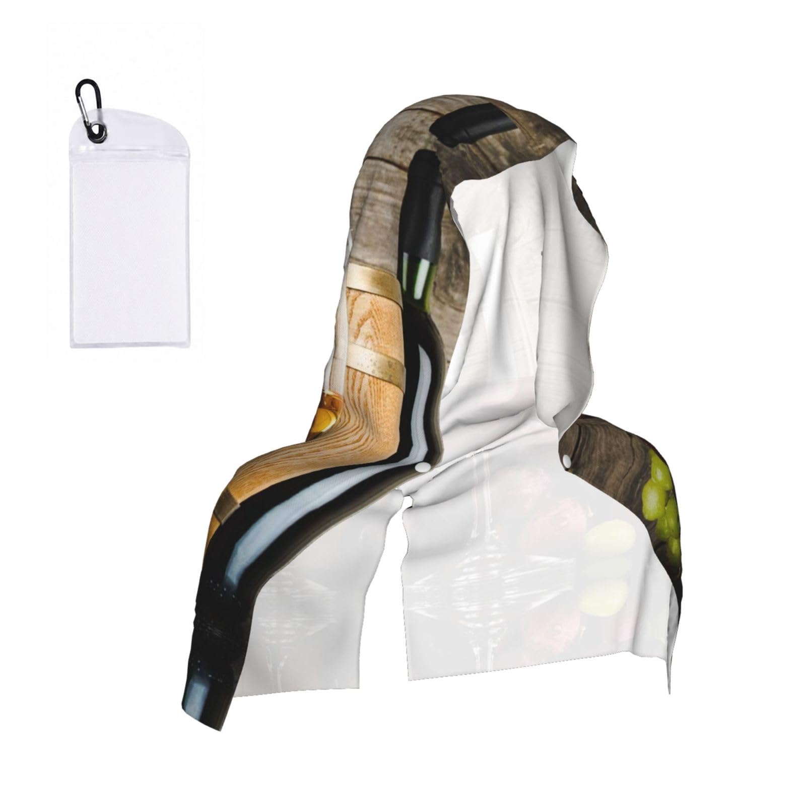 EZDLOWVBA Art Red Wine Galsses & Grapes Print 2 Pack Cooling Hoodie Towels,Sports Headscarf, Neck Wrap Scarf,Breathable Cooling Towel For Neck And Face, Travel, Swimming, Training