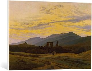 kunst für alle Quadro su Tela: Caspar David Friedrich Die Ruine Eldena im Riesengebirge - Stampa Artistica di Alta qualità, Tela con intelaiatura in Legno, Quadro Pronto per Essere Appeso, 80x55 cm