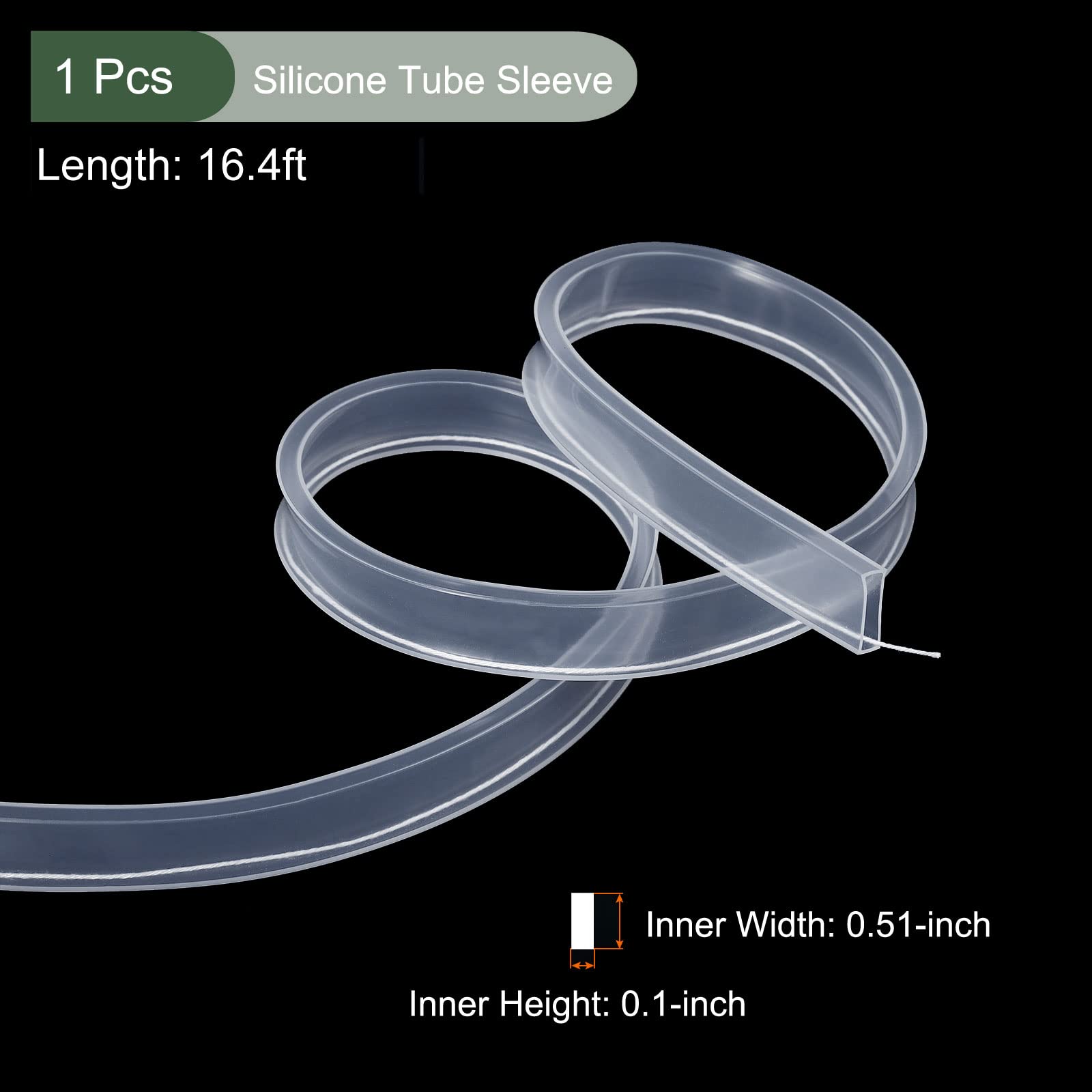 YOKIVE 1 Pc Silicone Tube Sleeve, Rubber LED Tube Strip Waterproof Dustproof Cover, Great for Office Home (Clear - Image 2