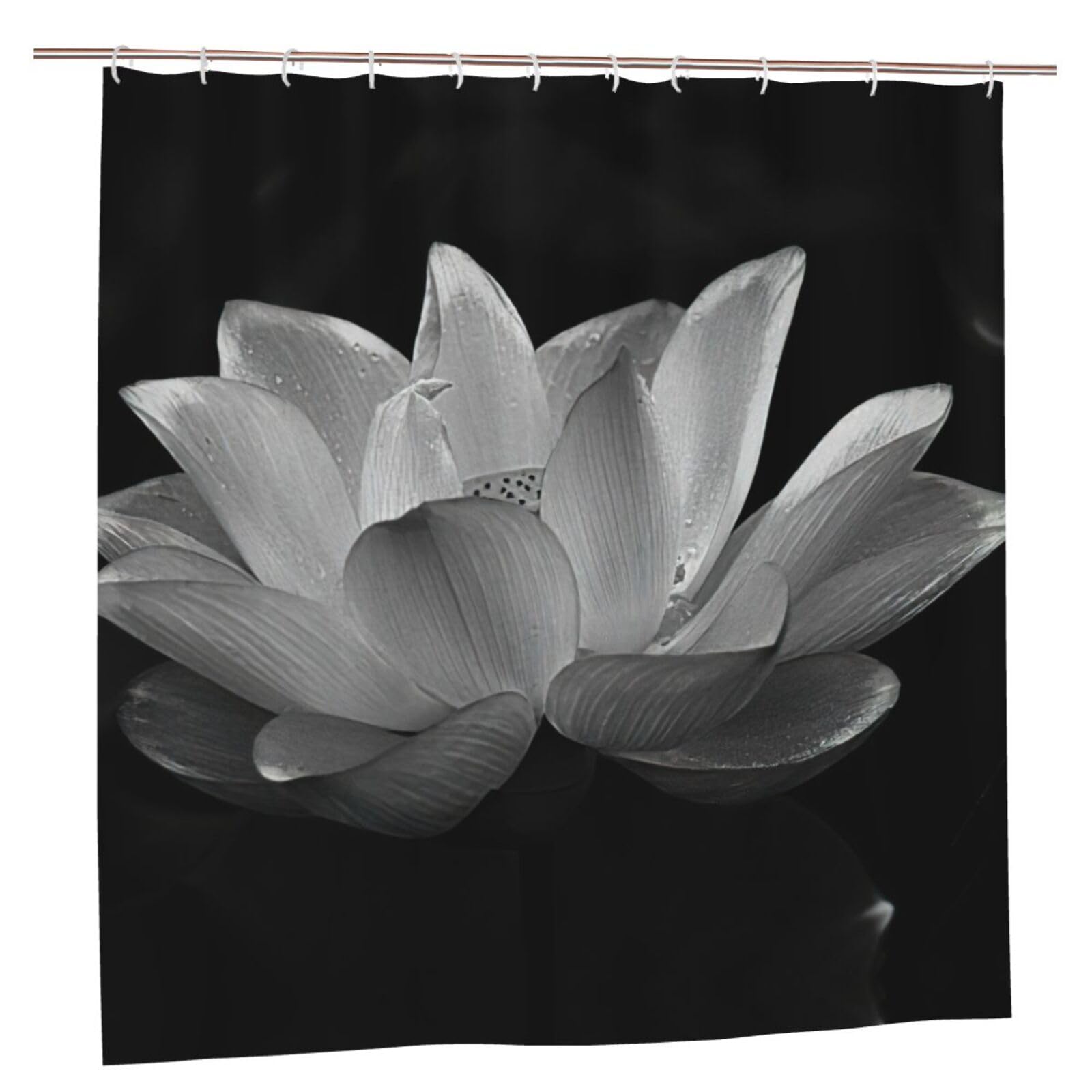 Rideau de douche anti-moisissure étanche noir et blanc 183 cm avec oeillets inoxydables
