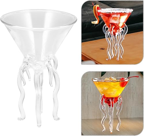 Miniatura 4 de Hemoton 2 piezas de vidrio de cóctel de pulpo, creativo, herramientas de copa de bar, sorteos, vasos de margarita únicos, vaso de copa para tostado,