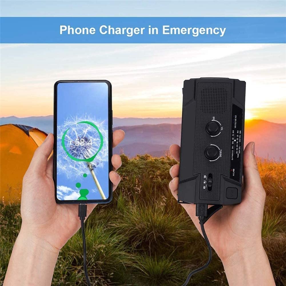 Radio de Poche personnelle, Radio météo NOAA à manivelle Solaire, Radio d'urgence avec Lampe de Poche et Portable Intelligent 4000Mah