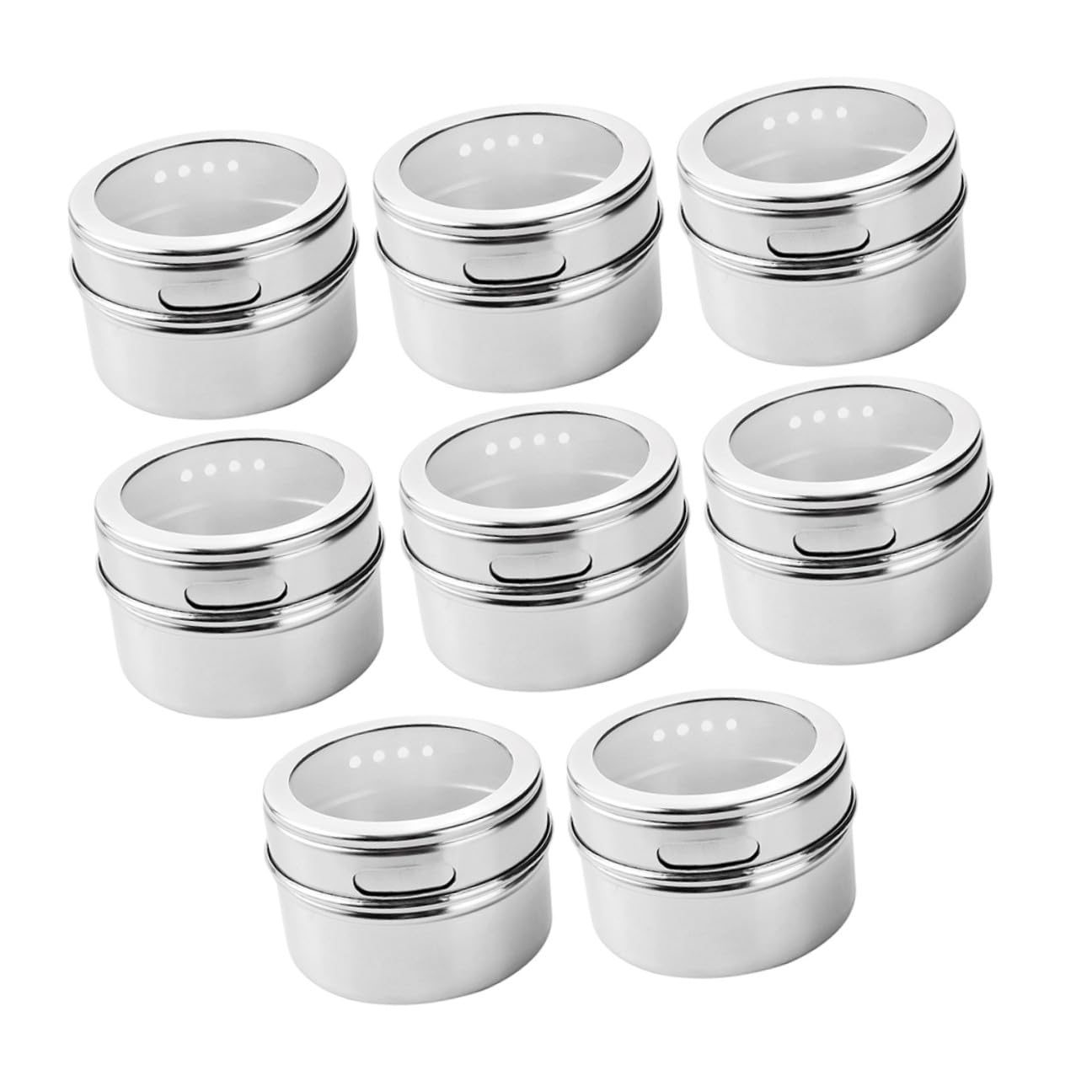 8 pièces Lot de Boîtes à Épices Aimantées Acier Inoxydable avec Couvercle Hermétique et Étiquettes Organiseur Multi-usage pour Cuisine et Bureau