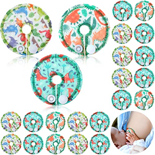 24 Pack Cotton Pads for Feeding Support, Feeding Pads Supplies G Shape Button Covers for Care(Dinosaur)