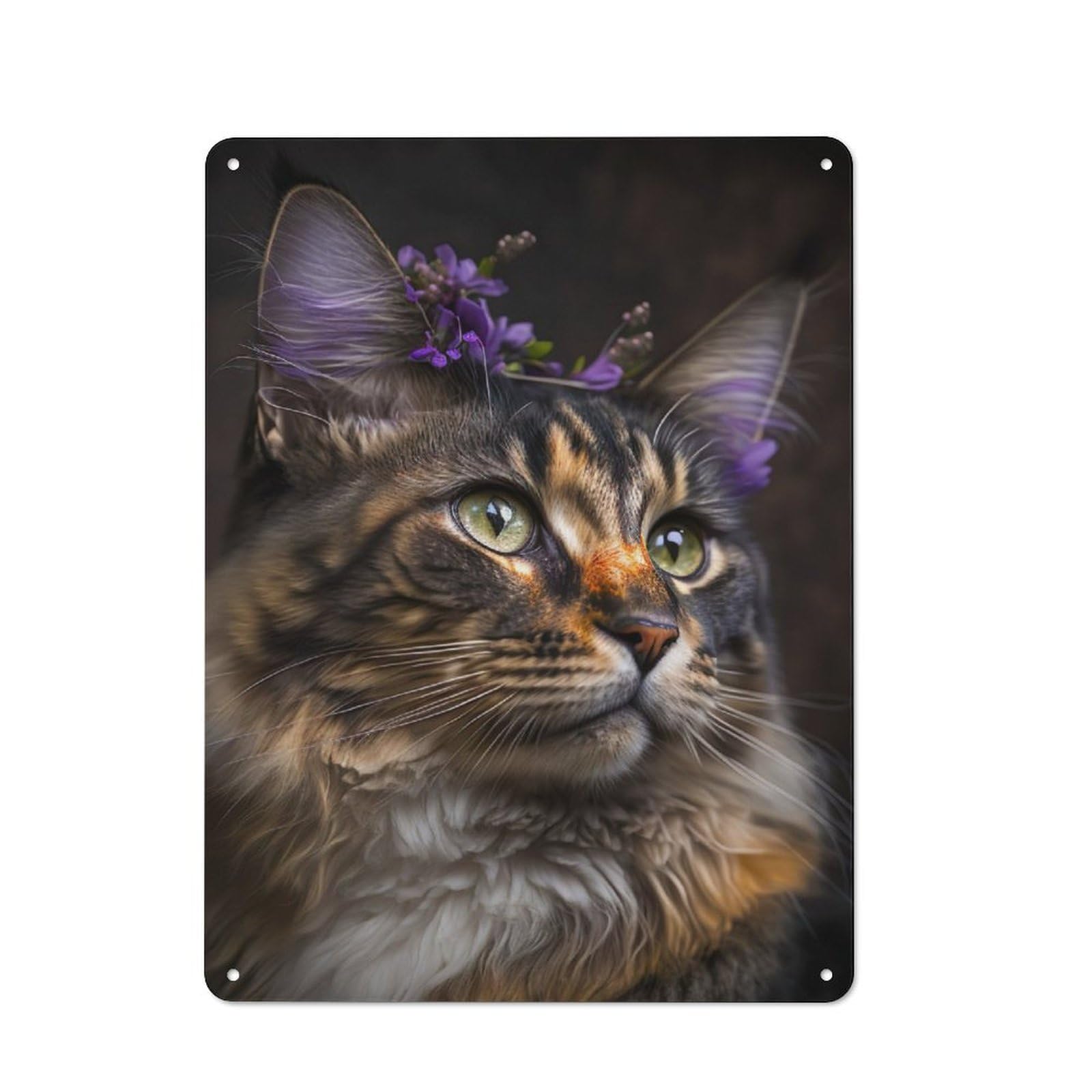 Junmoney Maine Coon Rustic Metal Sign 40X30cm For Hallway Wall, For Collectors Of Rustic Metal Wall Decor