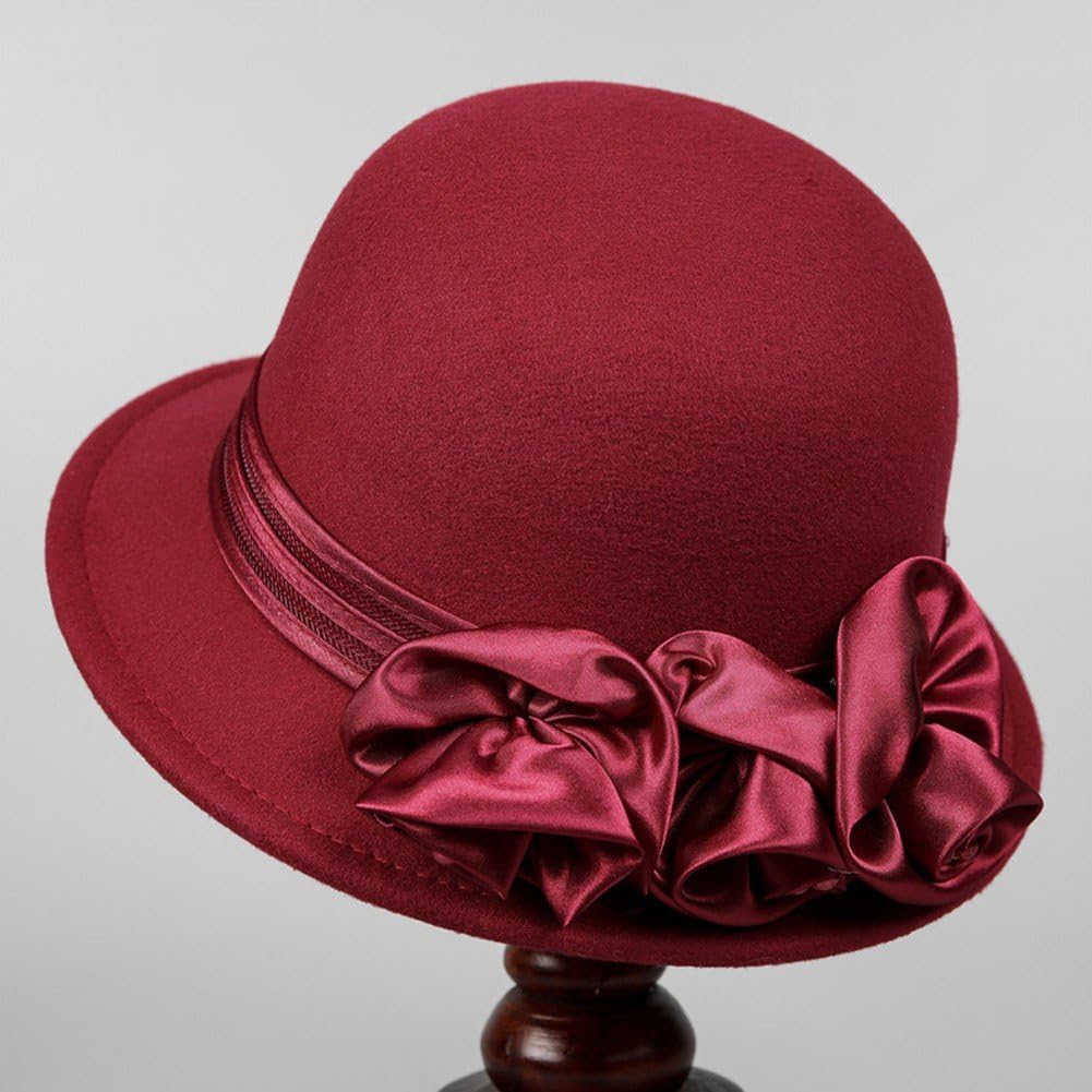 Wudaizhi Damen-Cloche-Hut Der 1920er Jahre, Runder Filzhut, Bowlerhut, Fedora-Hut, Vintage-Hut, Blumenmuster, Kirchenhüte, Cloche-hüte, Elegante Kirchenhüte, Sommer